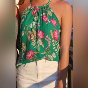 Green Floral Tank
